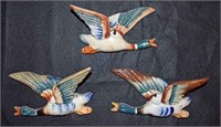 (3) Vintage Ceramic Duck Wall Pockets