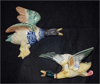 (2) Vintage Ceramic Duck Wall Pockets One McCoy