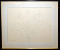 Geno Pettit Ink Drawing of Nude Figures 1969