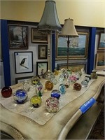 Lot Of Paper Weights And Lamps
