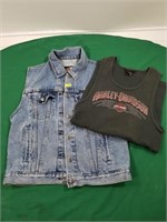 Harley Davidson Denim Vest & Tank Top