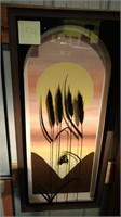Shadow Box Of Cattails With Sunset