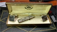 Set Of Cuff Links And Tie Clip In Case