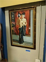 Oil On Canvas Of A Nude Geisha Girl