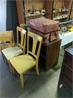 Pair Of Chairs End Table Stool Bookcase Rug And