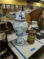 Nippon vase And Large Oriental Covered Urn