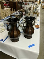 Pair Of Large Handled Metal Vases