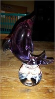 Leaping  glass dolphin paperweight