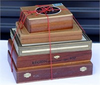 5 Vintage Wood Cigar Boxes - Lot C