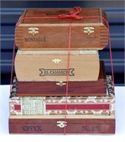5 Vintage Wood Cigar Boxes - Lot B