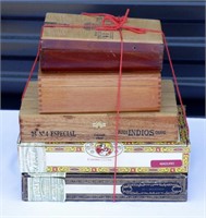 5 Vintage Wood Cigar Boxes - Lot A