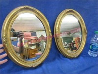 2 old oval gold mirrors