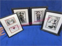 4 black & white "love" prints (children)