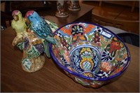 Three Pieces of Talavera Hand Painted Pottery from