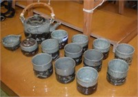 Tea Set w/ Teapot, 11 Teacups, Sugar Bowl,