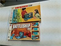 Sub Search and Battleship vintage Milton Bradley