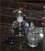 Art Glass Perfume Decanter, Fenton Carnival Glass
