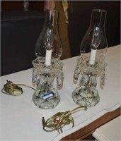 Two Vtg Crystal Table Lamps