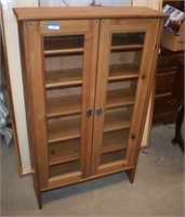 Pine CD / DVD Cabinet with Glass Doors