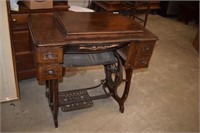 Antique "White" Sewing Machine Cabinet w/ Iron