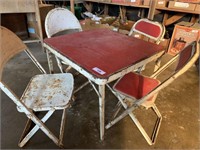 CHILD SIZED METAL TABLE & 4 CHAIRS