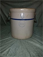 Antique blue band stoneware salt glazed crock