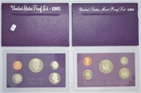 TWO PROOF SETS 1985 1988