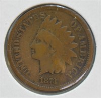 1873 INDIAN HEAD CENT VG CLOSED 3 KEY