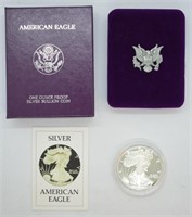 1986 PROOF SILVER EAGLE W BOX PAPERS