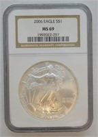 2008 W SILVER EAGLE NGC MS69