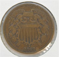 1869 TWO CENT PIECE  VF