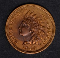1864 “L” INDIAN CENT, AU/BU discolored