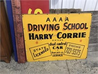 Driving School board sign w/metal frame