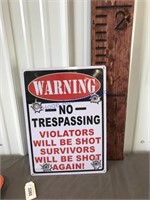 Warning No Trespassing tin sign