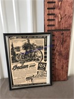 Indian Motorcycle Co advertising framed