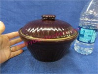 old brown stone bowl & lid