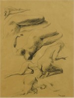 PAIR OF CHESTER SNOWDEN "FEMALE NUDE" DRAWINGS