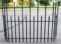 Antique Black Wrought Iron Fence w/ Spear Finials