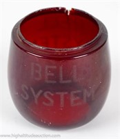 Vintage Bell System Ruby Red Lantern Glass Globe