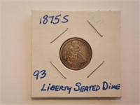 1875 S Liverty Seated Dime