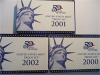 2000, 2001, & 2002 US Mint Proof Sets