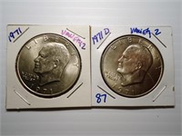 2  1971 and 1971 D Variety Z Eisenhower Dollars