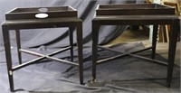 PAIR OF MODERN MIRRORED TOP OCCASIONAL TABLES