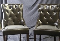 PAIR OF BUTTON TUFTED CHAIRS