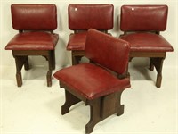SET OF FOUR ANTIQUE RED LEATHER CHAIRS