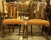 PAIR OF ANTIQUE CLAW FOOTED ARMCHAIRS