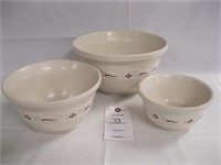 3 RED AND CREAM MIXING BOWLS