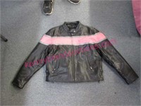 ladies black & pink leather jacket - small
