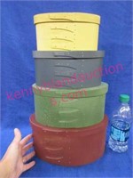 4 stackable shaker-style boxes - yellow-blue-green