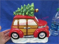 car with Christmas tree cookie jar